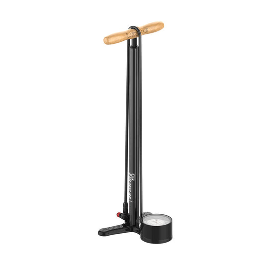 Lezyne CLIK Floor Drive HP floor pump with ABS Pro chuck, black, for bicycle tire inflation and high-pressure cycling needs.