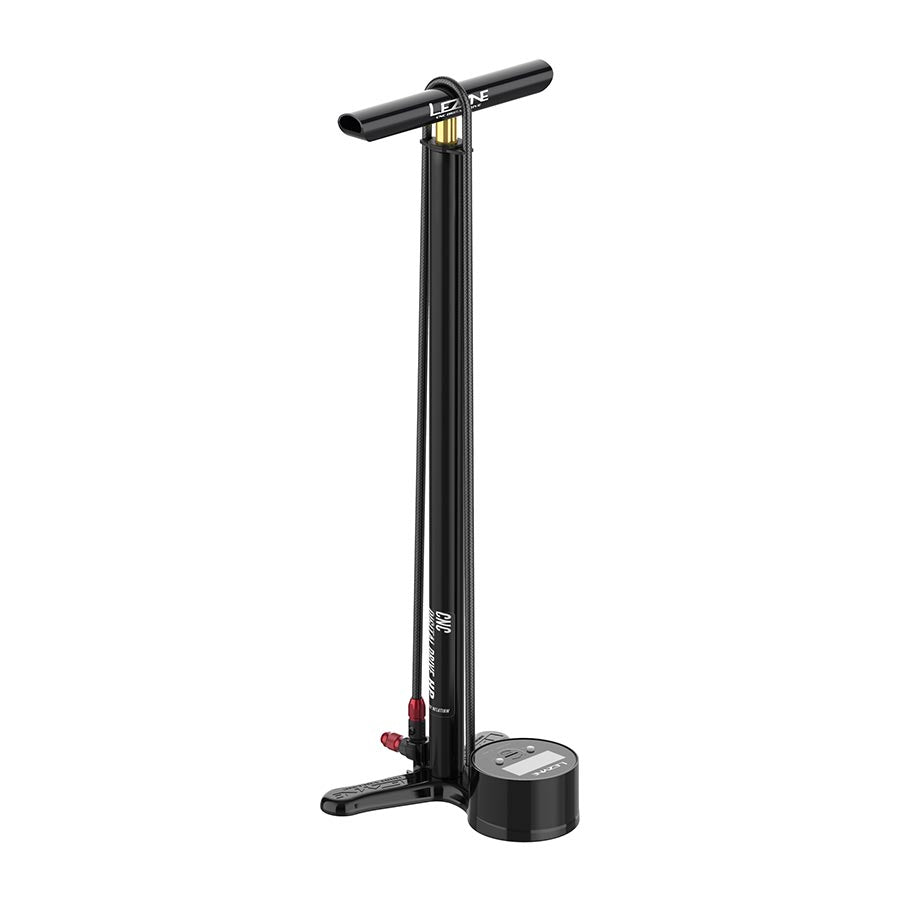 Lezyne CNC Digital Floor Drive floor pump with silver finish, digital gauge, ABS-1 Pro chuck, and 220 psi capacity.
