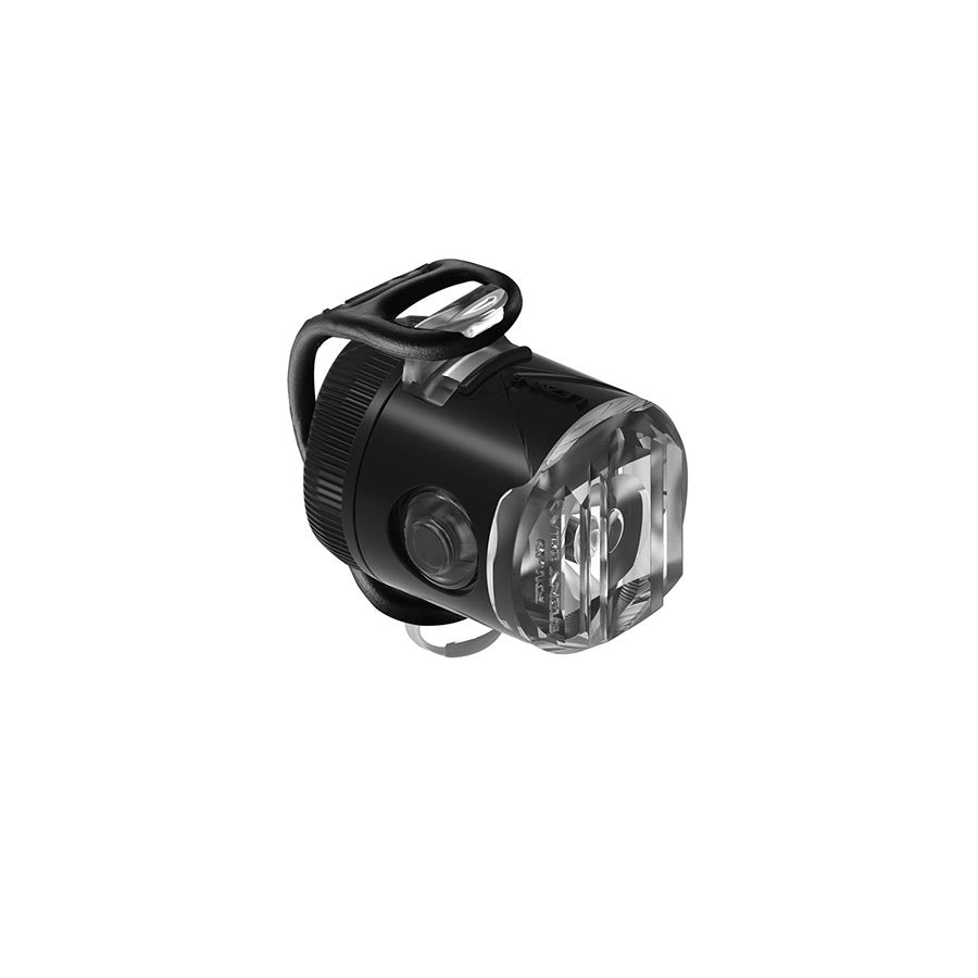 Black Lezyne Femto USB-C Drive light with front-facing LED lights for enhanced visibility and safety during night riding.