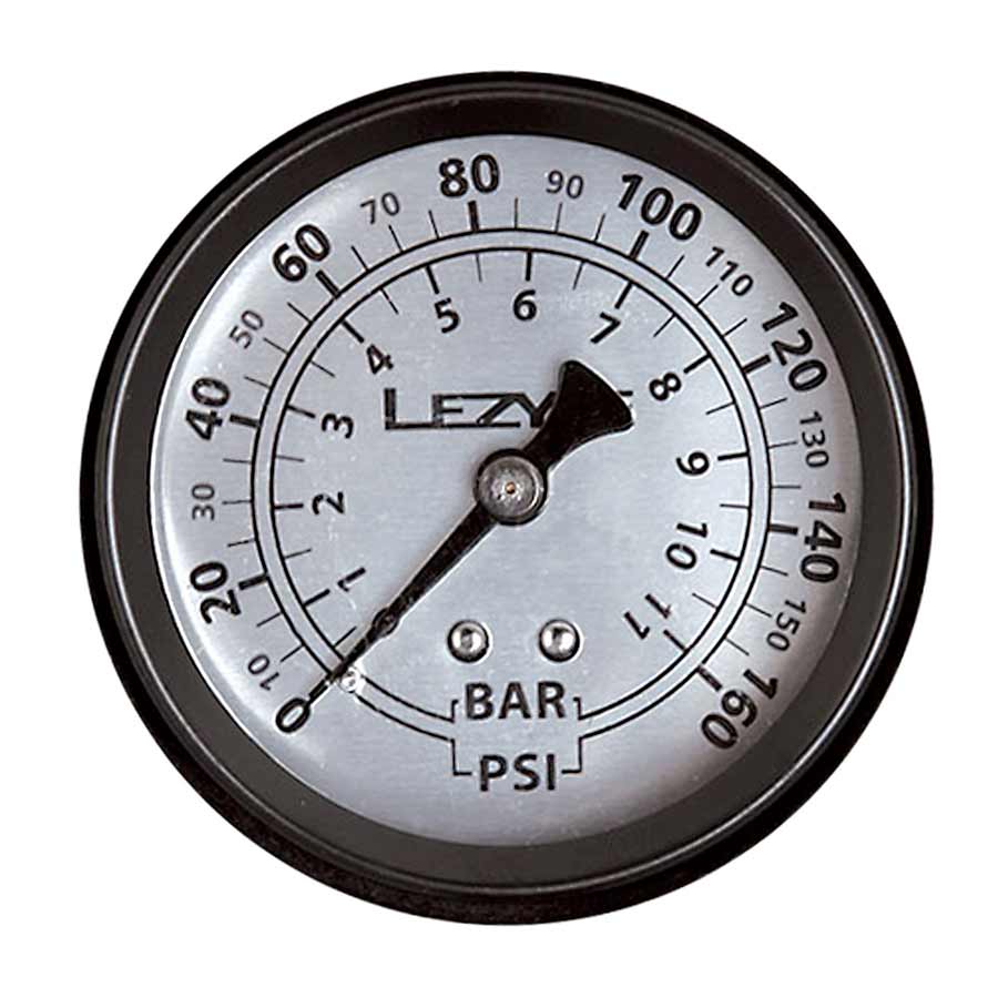 Lezyne floor pump gauge and spare parts for Lezyne foot pumps, 1.5-160 PSI, compatible with steel travel floor pumps.