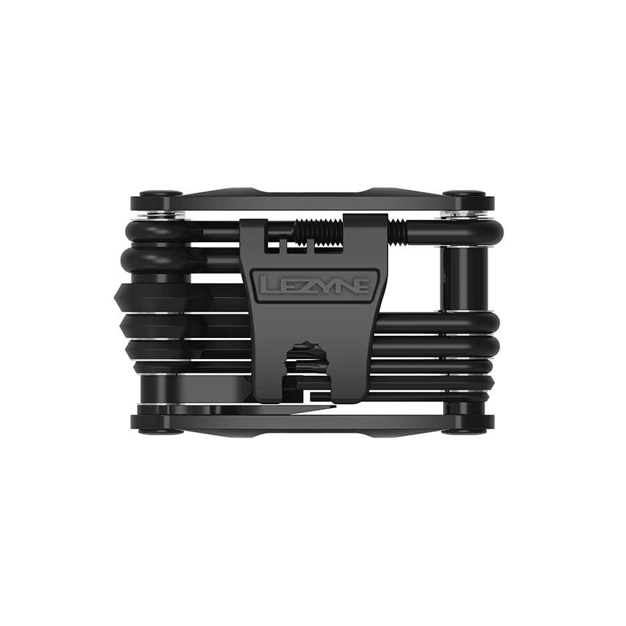 Lezyne RAP II multi-tool with six black stainless steel tools, compact and versatile for bike repairs.