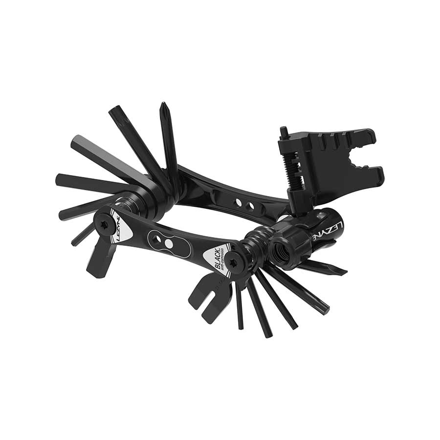 Lezyne RAP II multi-tool with six black tools, compact and versatile for bike repairs and adjustments.