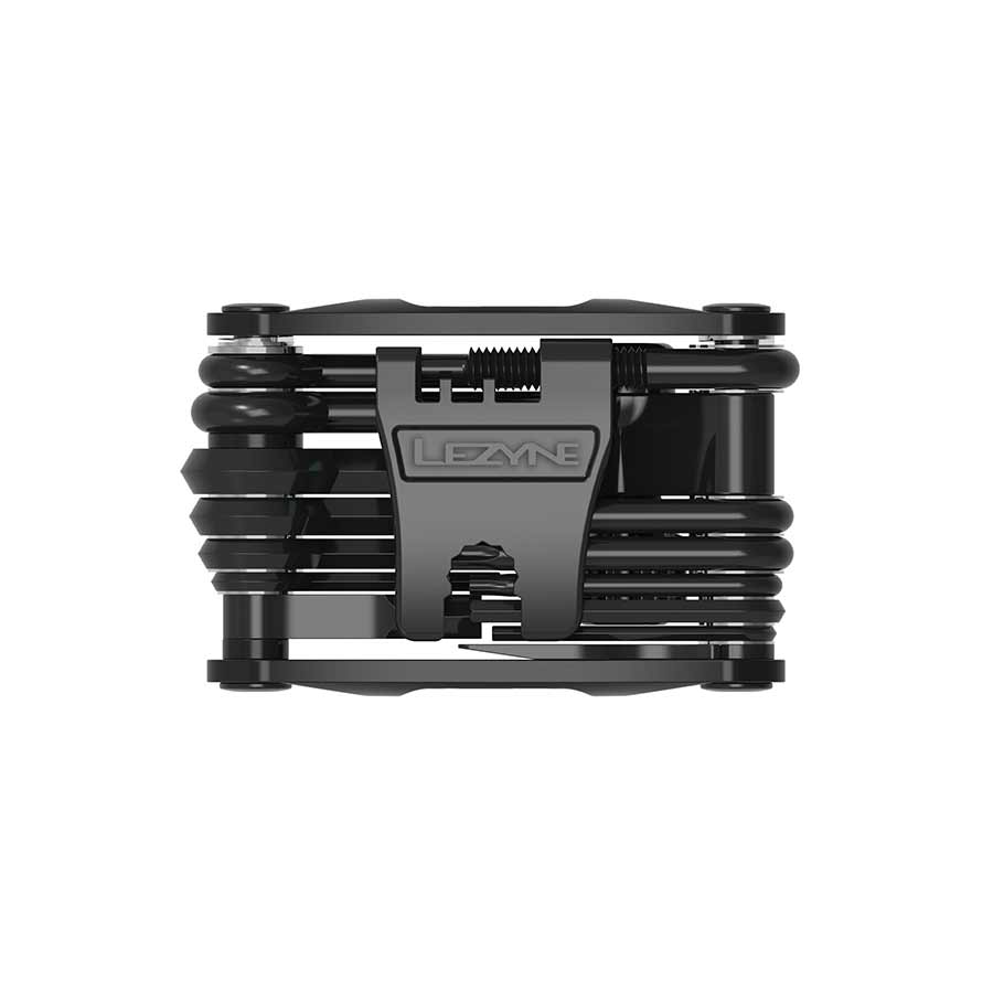 Lezyne RAP II multi-tool with six black tools including screwdrivers and wrenches, compact and versatile for bike repairs.