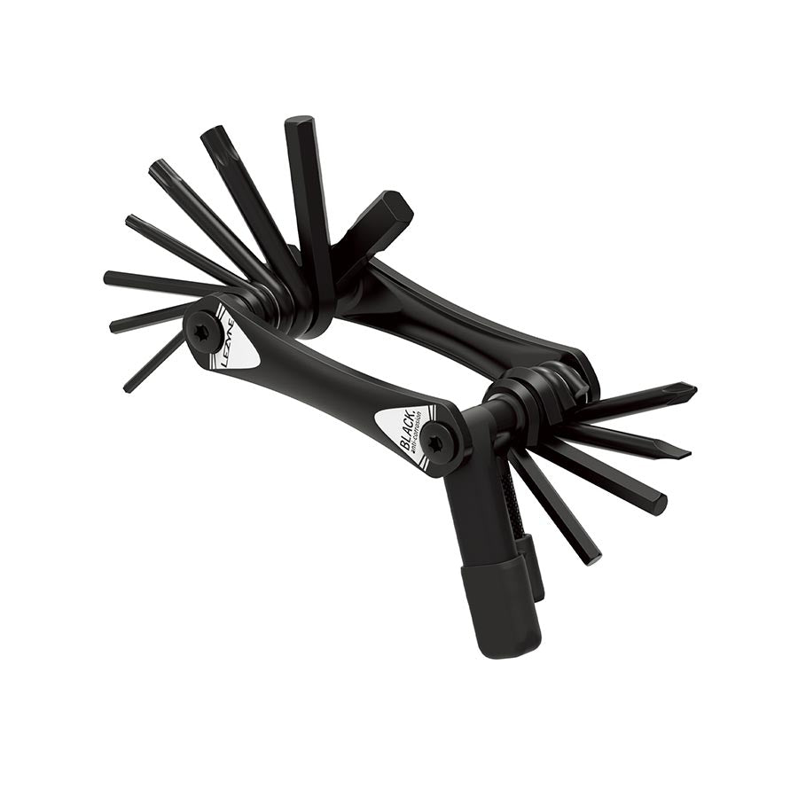 Lezyne RAP II multi-tool with six black tools, compact and versatile for bike repairs and maintenance.