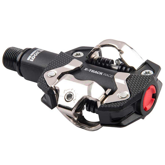 Look X-Track Race clipless MTB pedals with composite body and CR-MO axle, designed for mountain biking performance and durability.