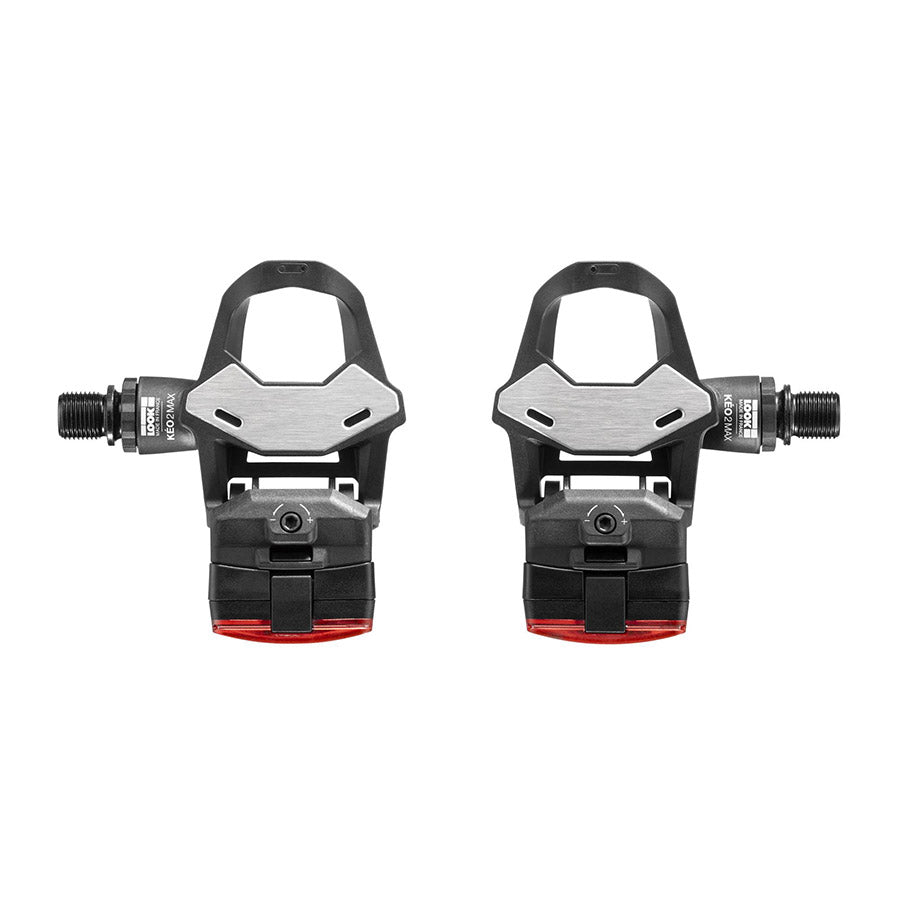 Look KEO 2 MAX Vision clipless road pedals with composite body and Cr-Mo spindle pair in black, designed for cycling performance.