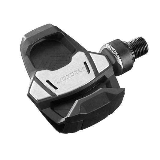 Look Keo Blade Ceramic 12 clipless road pedals with carbon body and black finish, designed for performance cycling.