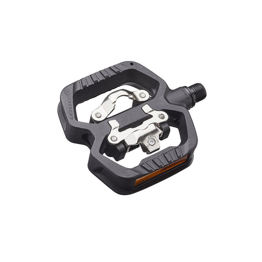 Look X-Venture clipless road pedals with black composite body and Cr-Mo spindle, designed for secure cycling performance.