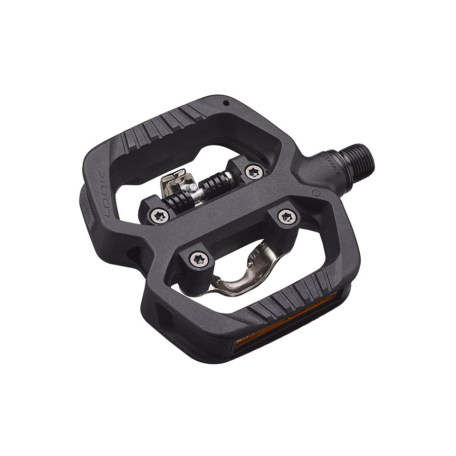 Look X-Venture clipless road pedals with composite body and chromoly spindle, black pair for cycling enthusiasts.
