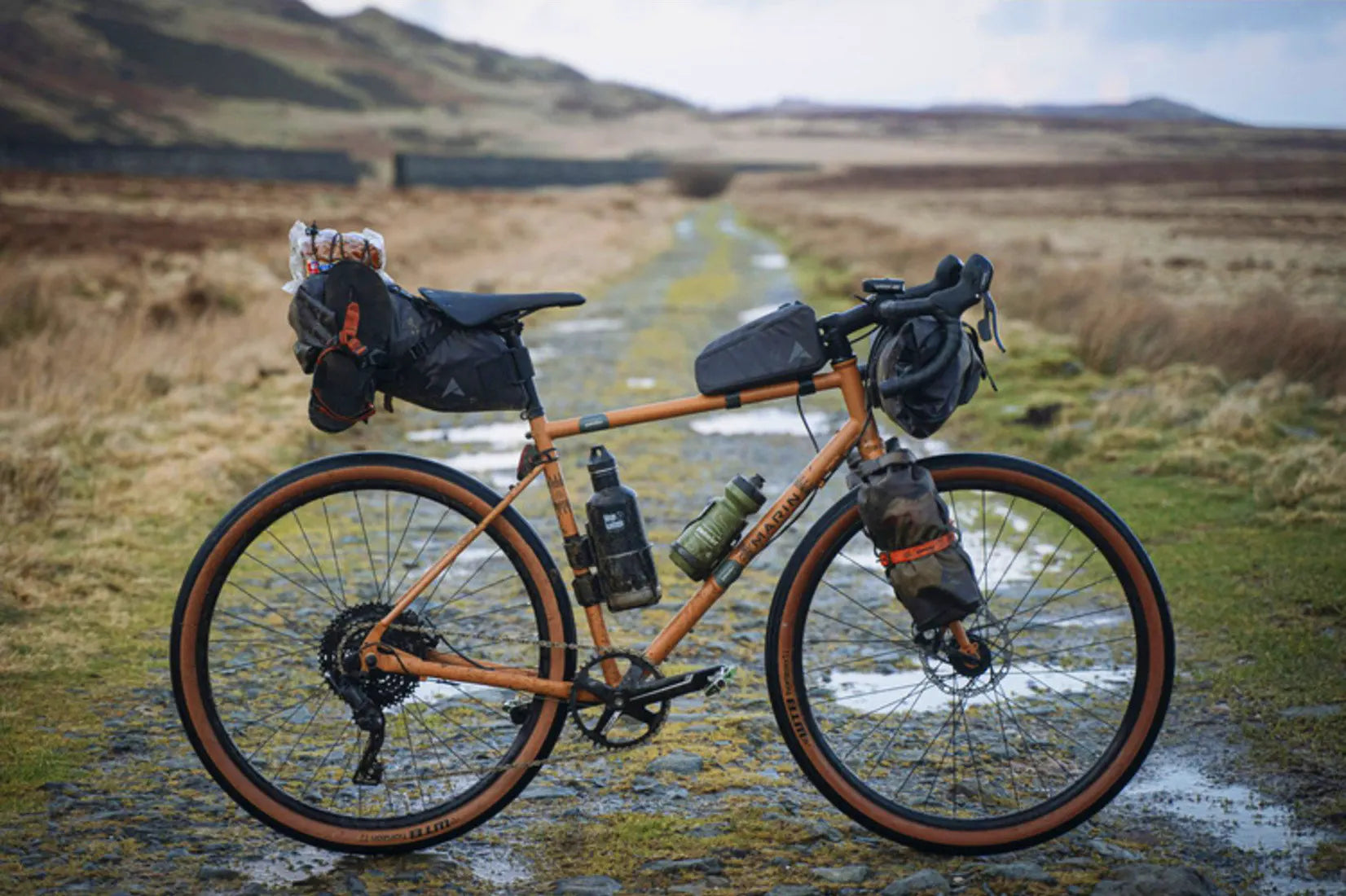 Marin Nicasio+ Satin Tan Bike Packing