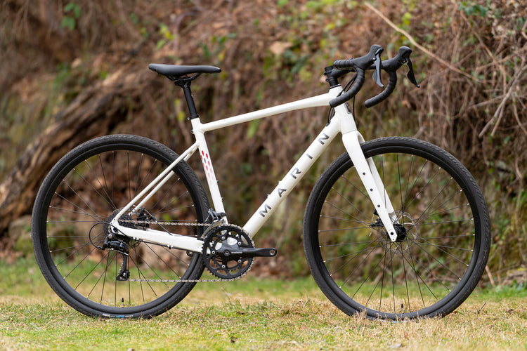Marin Gestalt 1 Beyond Road Bike in 50cm frame, featuring sleek black frame, drop handlebars, and knobby tires for versatile riding