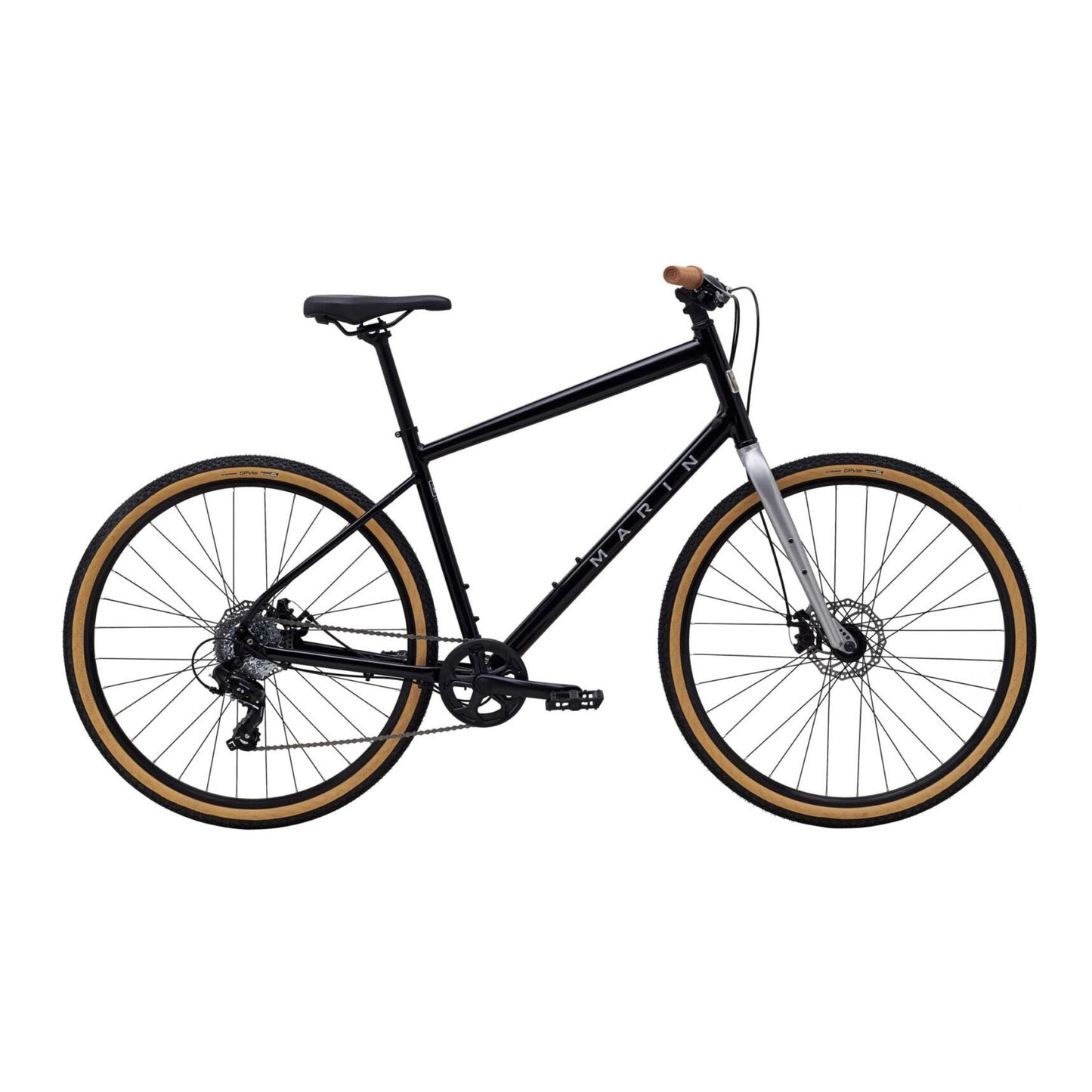 Black Marin Kentfield 1 urban city bicycle with lightweight frame and sleek design, ideal for city commuting.