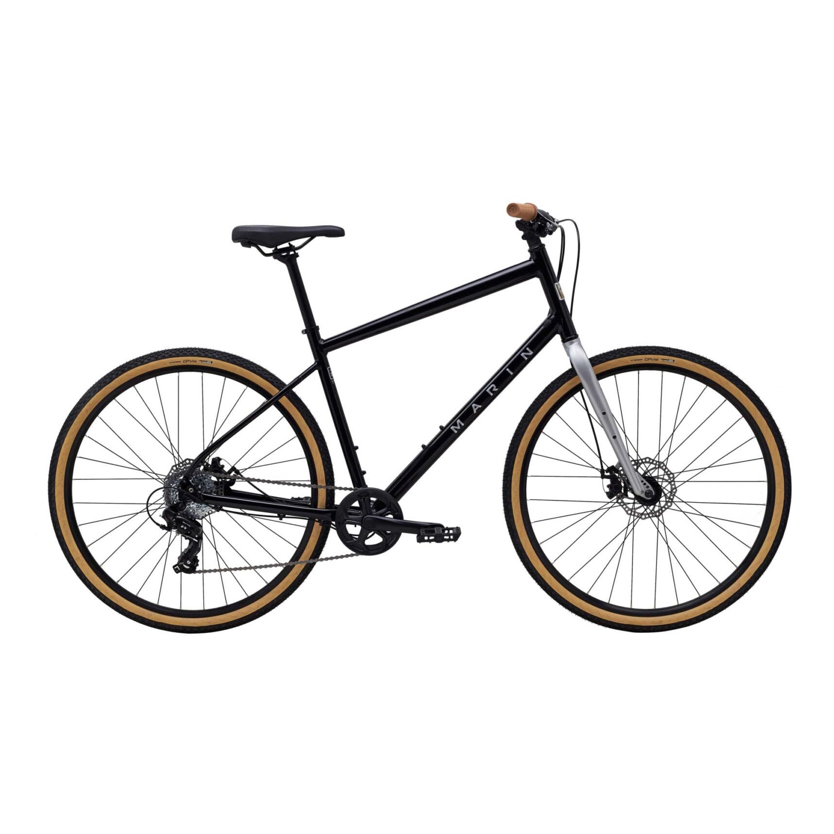 Black Marin Kentfield 1 urban city bicycle with lightweight frame and sleek design, ideal for city commuting.