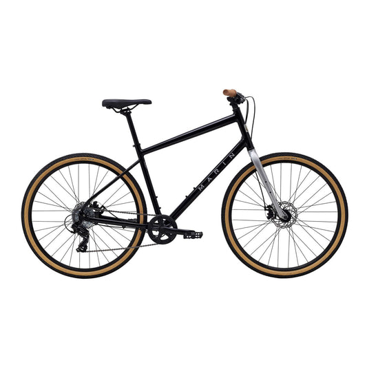 Black Marin Kentfield 1 urban city bicycle with lightweight frame and sleek design, ideal for city commuting.