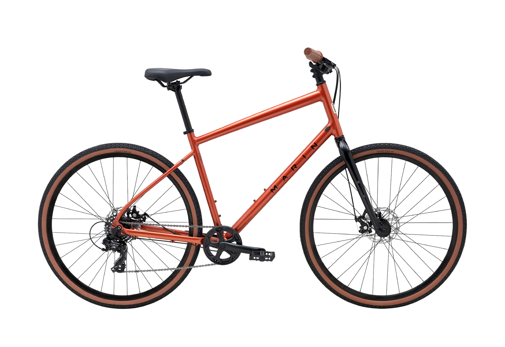 Marin Kentfield 1 urban city bicycle in black, compact frame with front suspension, suitable for city commuting.