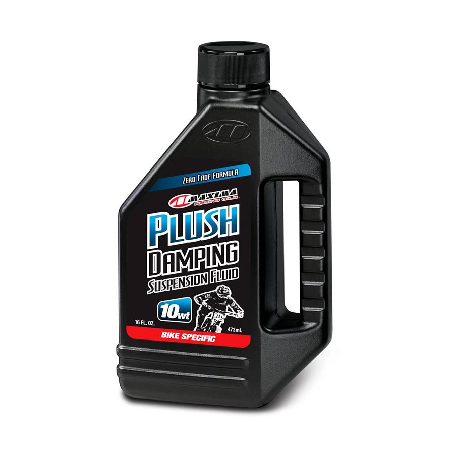 Maxima Racing Oils Plush Suspension Oil 3WT for motorcycle forks, 1-liter bottle of fork suspension oil with a clear label.