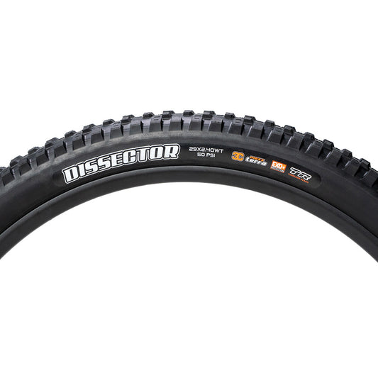 Maxxis Dissector II mountain tires with 3C MaxxGrip, Exo protection, wide trail design, black rubber, 60 TPI for off-road biking