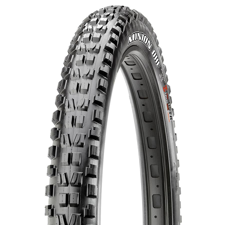 Maxxis Minion DHF mountain tire for 26-inch wheels, black wire bead clincher with aggressive tread for mountain biking.