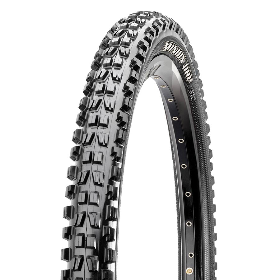 Maxxis Minion DHF mountain tire for bikes, 26-inch 2.50-inch width, black wire clincher tire designed for mountain riding.