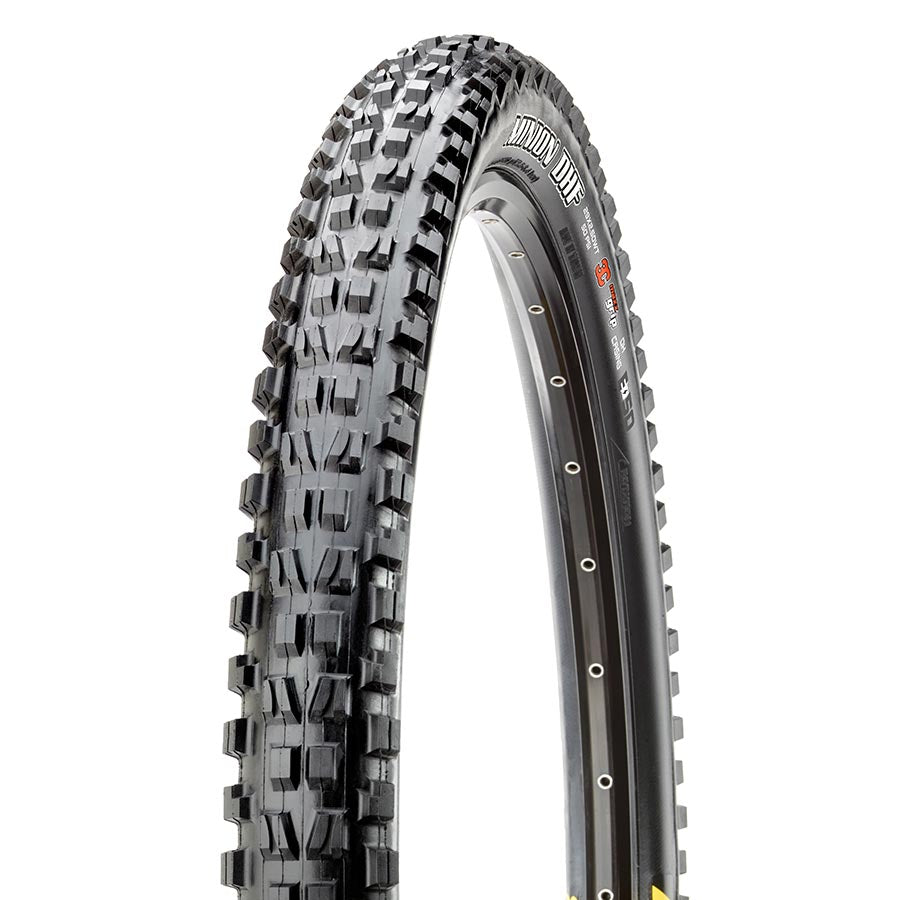 Maxxis Minion DHF mountain tire for bikes, 26-inch wire clincher, black with rugged tread for off-road riding.