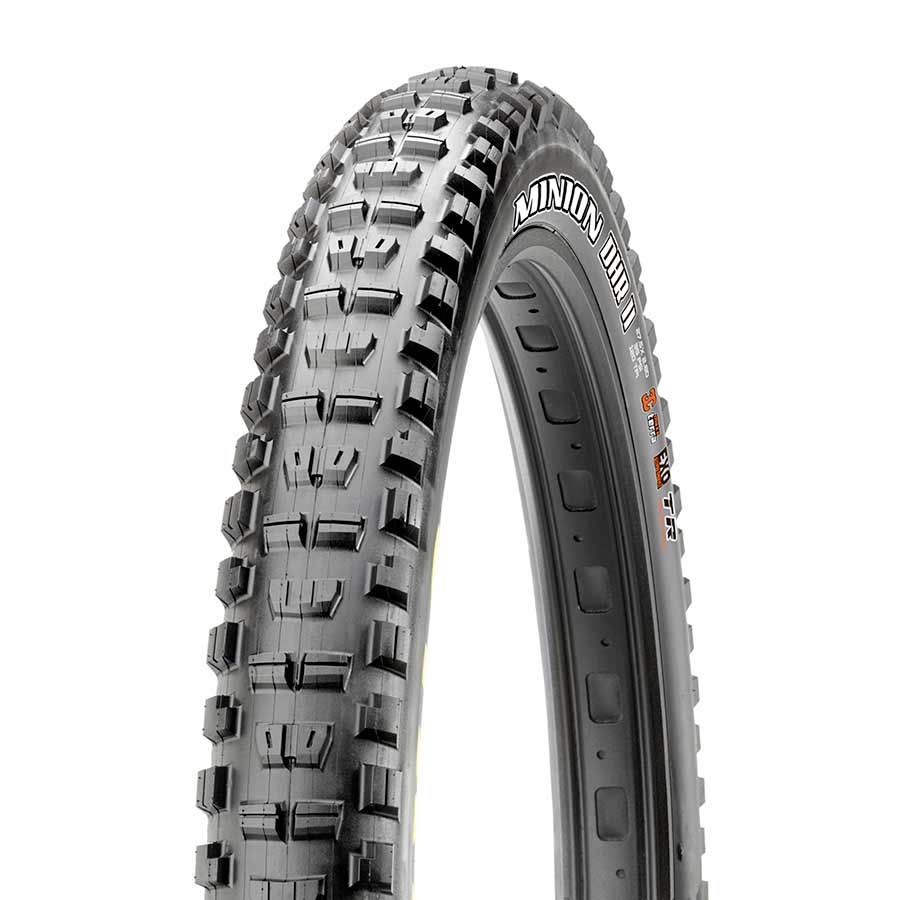 Maxxis Minion DHR2 mountain tire, 26x2.30 folding tubeless-ready tire with Maxx Terra compound, black rubber, and aggressive tread.