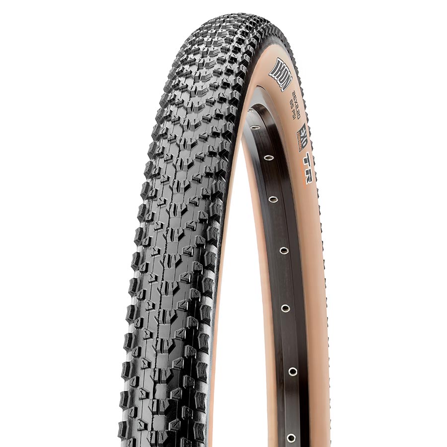 Maxxis Ikon mountain tire, 26x2.20, folding tubeless-ready with Maxx Speed, Exo protection, black rubber, lightweight for mountain biking.