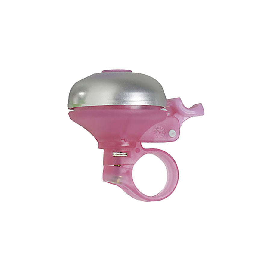 Blue Mirrycle Incredibell Candibell bell, a bicycle horn and bell combo, mounted on a bike handlebar.