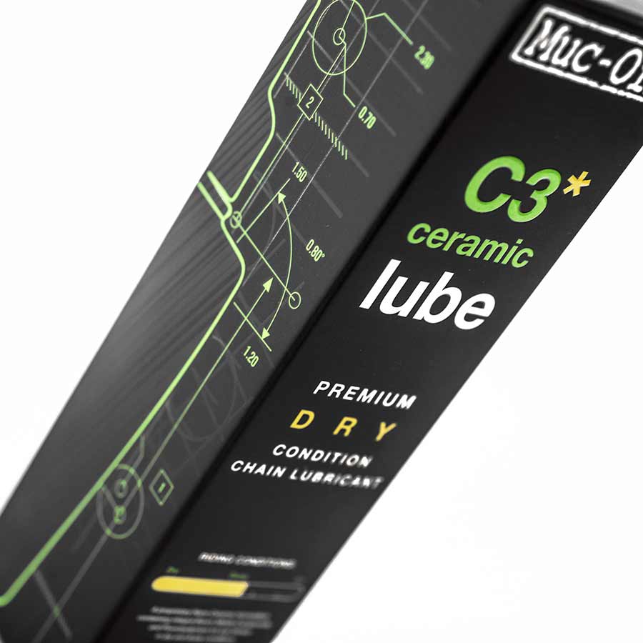 Muc-Off C3 Dry Ceramic Lubricant 50ml with UV torch, ideal for bike chains and components, providing durable, dry lubrication.
