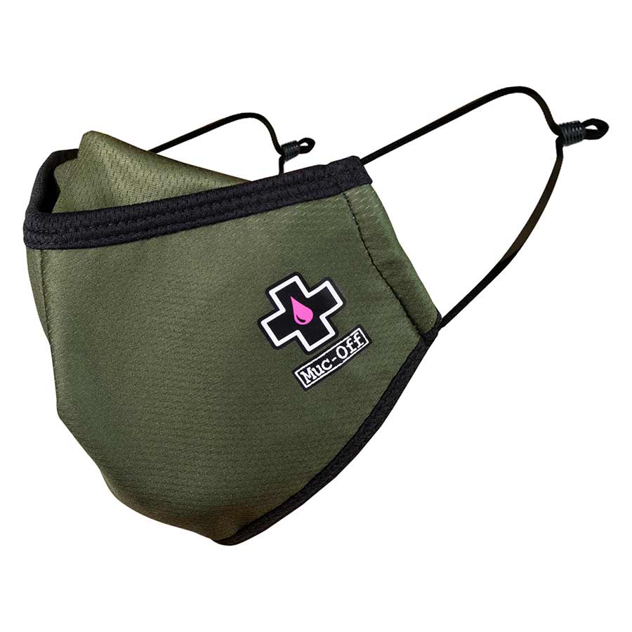 Muc-Off reusable face mask with animal print design, made from soft fabric, designed for comfortable headwear and face protection.