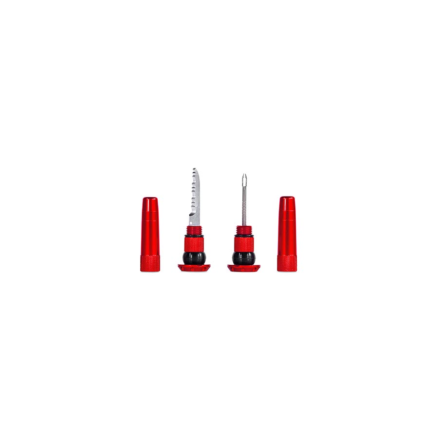 Pair of Muc-Off Stealth Tubeless Plugs for tubeless tire repair, black rubber plugs for quick puncture fixes.