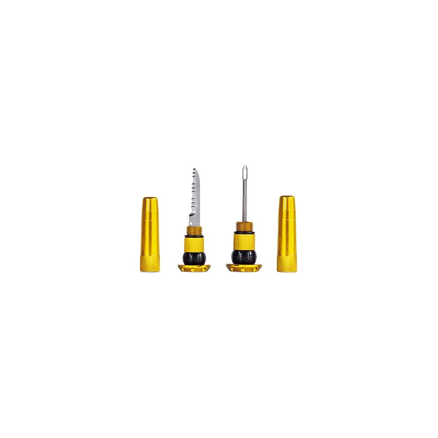 Pair of Muc-Off Stealth Tubeless Plugs for tubeless tire repair, black rubber repair plugs for punctures.