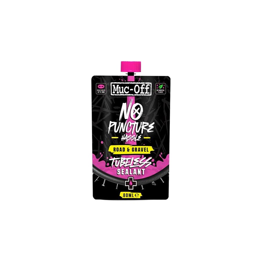 Muc-Off Road & Gravel Tubeless Sealant in 140ml bottle, designed for tubeless bike tires on road and gravel bikes.