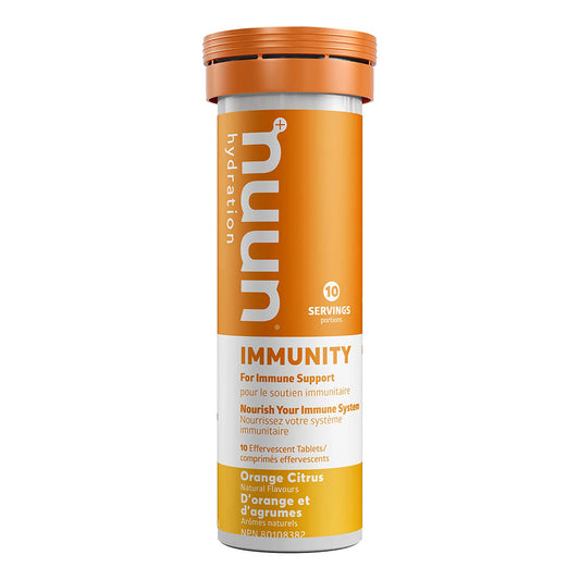 Nuun Immunity drink mix box featuring blueberry tangerine flavor, 8 packs of 10 servings each, for immune support.