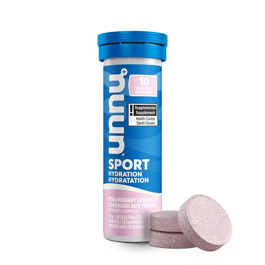 Nuun Sport Citrus Fruit Drink Mixes box with 8 packets, each providing 10 servings of flavored electrolyte hydration.