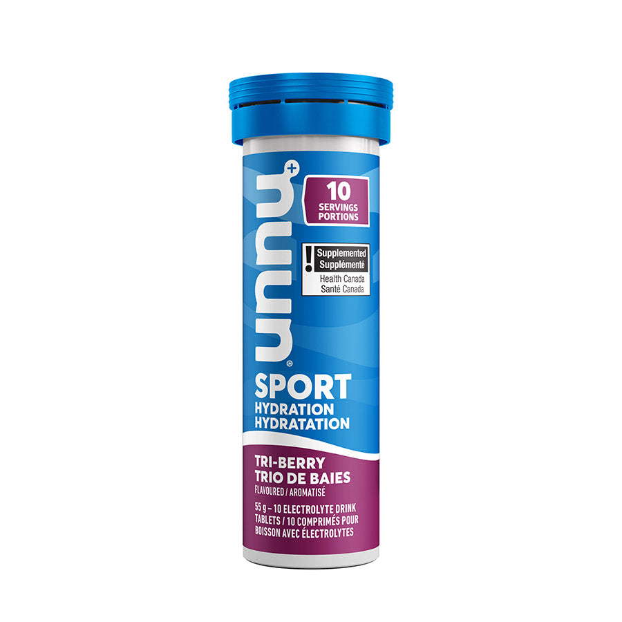 Nuun Sport Citrus Fruit Drink Mixes box with 8 packets, providing 10 servings of flavored electrolyte hydration.