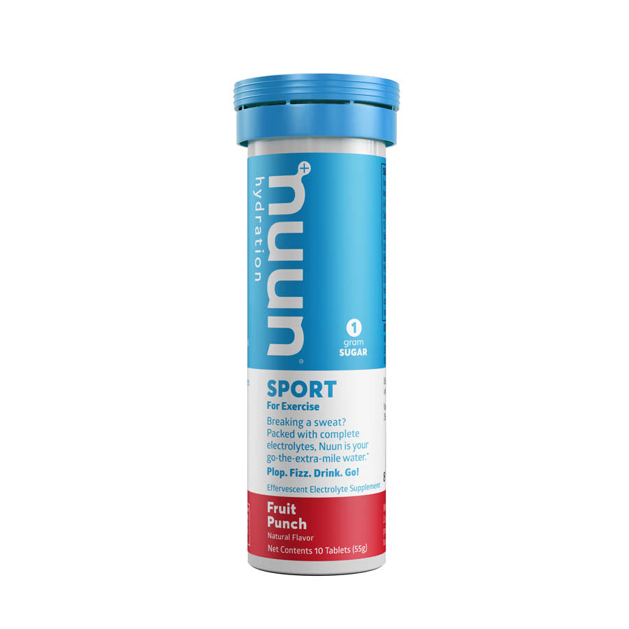 Nuun Sport Tri-Berry drink mix box with 8 packets, featuring vibrant berry flavor for hydration and energy.