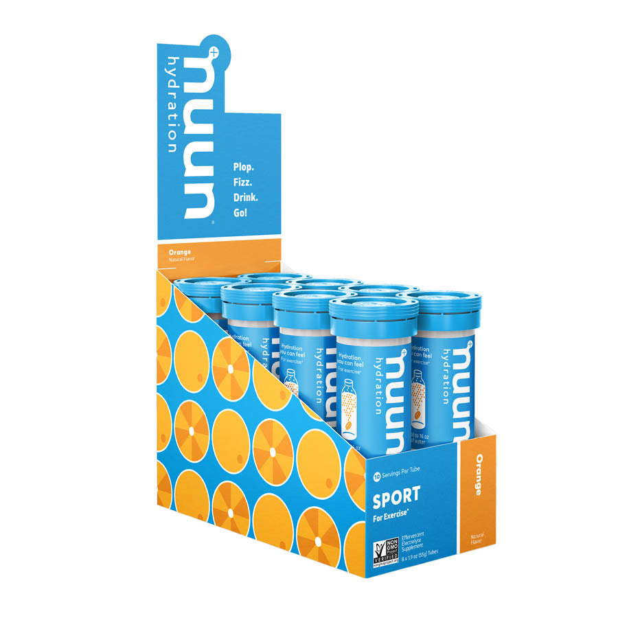 Nuun Sport Tri-Berry drink mix box with 8 servings, featuring vibrant berry-flavored electrolyte powder for hydration.