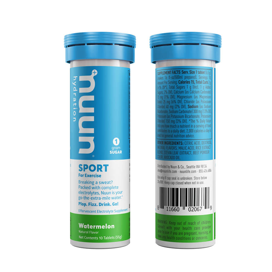 Nuun Sport Tri-Berry drink mix box with 8 packets, colorful packaging, ideal for hydration and flavor during sports activities.