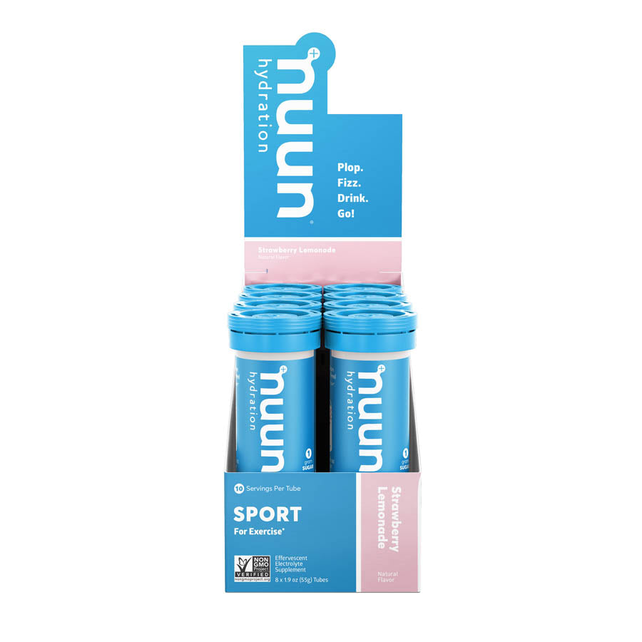 Nuun Sport Tri-Berry drink mix box with 8 servings, featuring vibrant berry flavor and hydration benefits for active lifestyles.