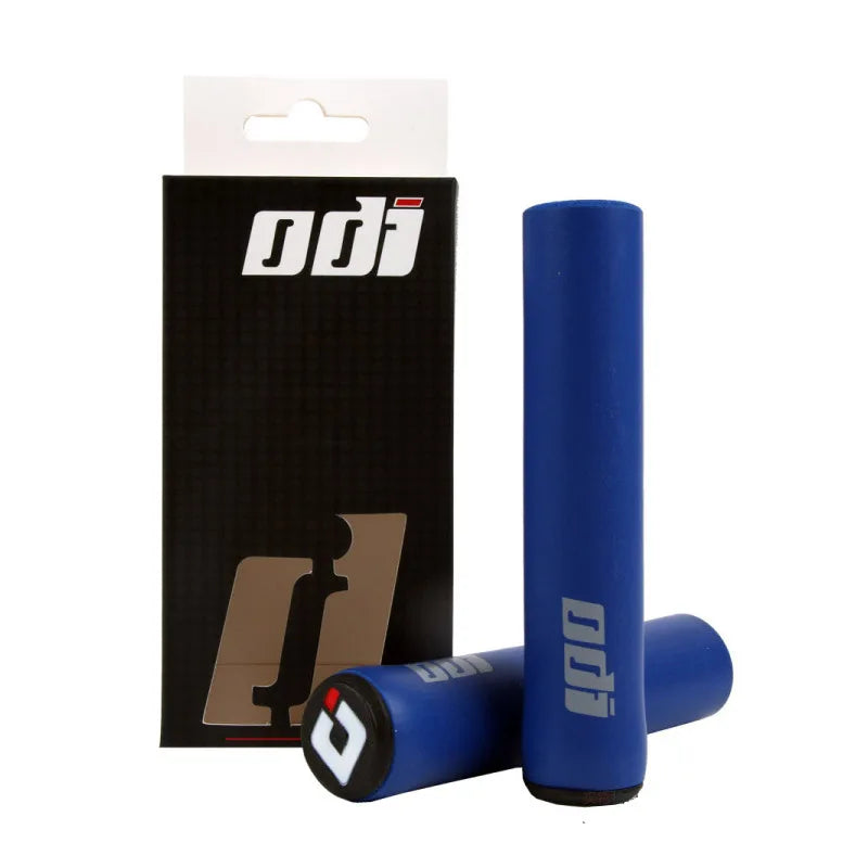 Black ODI Silicone Grips for bikes, featuring textured surface for improved grip and comfort.