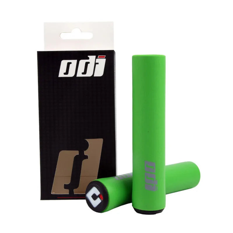 Black ODI Silicone Grips for bikes, featuring textured surface for secure handling and comfort.