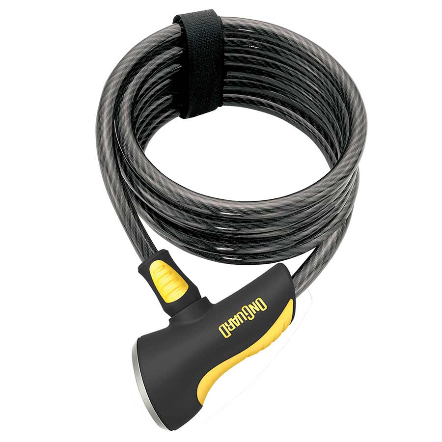 Onguard Doberman cable lock with key, 10mm x 185cm coil cable, sturdy security lock for bikes and outdoor gear