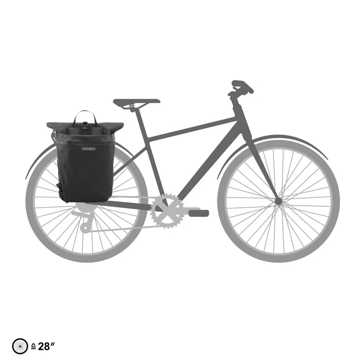 Ortlieb Urban Vario PS QL3.1 26L panniers attached to bike rack, waterproof cycling panniers by Ortlieb.