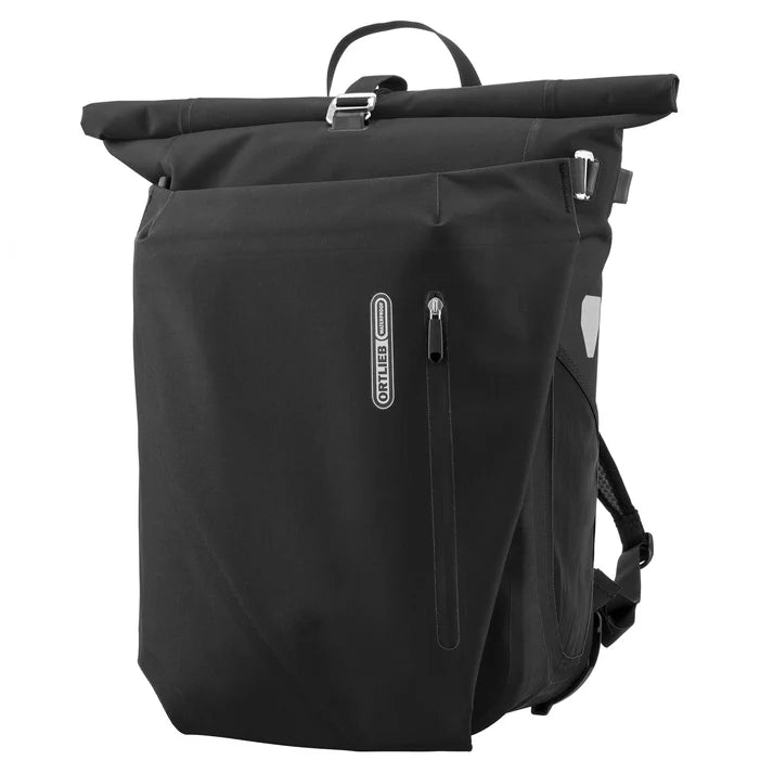 Ortlieb Urban Vario PS QL3.1 26L panniers mounted on bicycle rack, waterproof bag for commuting and urban cycling.