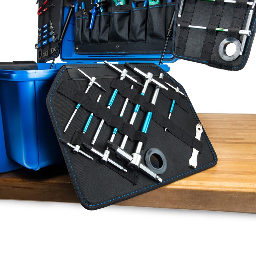 Park Tool Big Rolling Kit tool kit with organized compartments and durable wheels for bike repairs and maintenance.