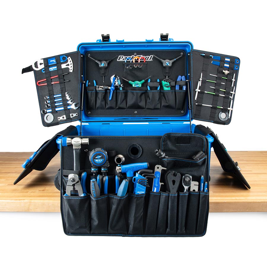 Park Tool Big Rolling Kit, a comprehensive bicycle tool kit with large rolling case for easy transport and storage.