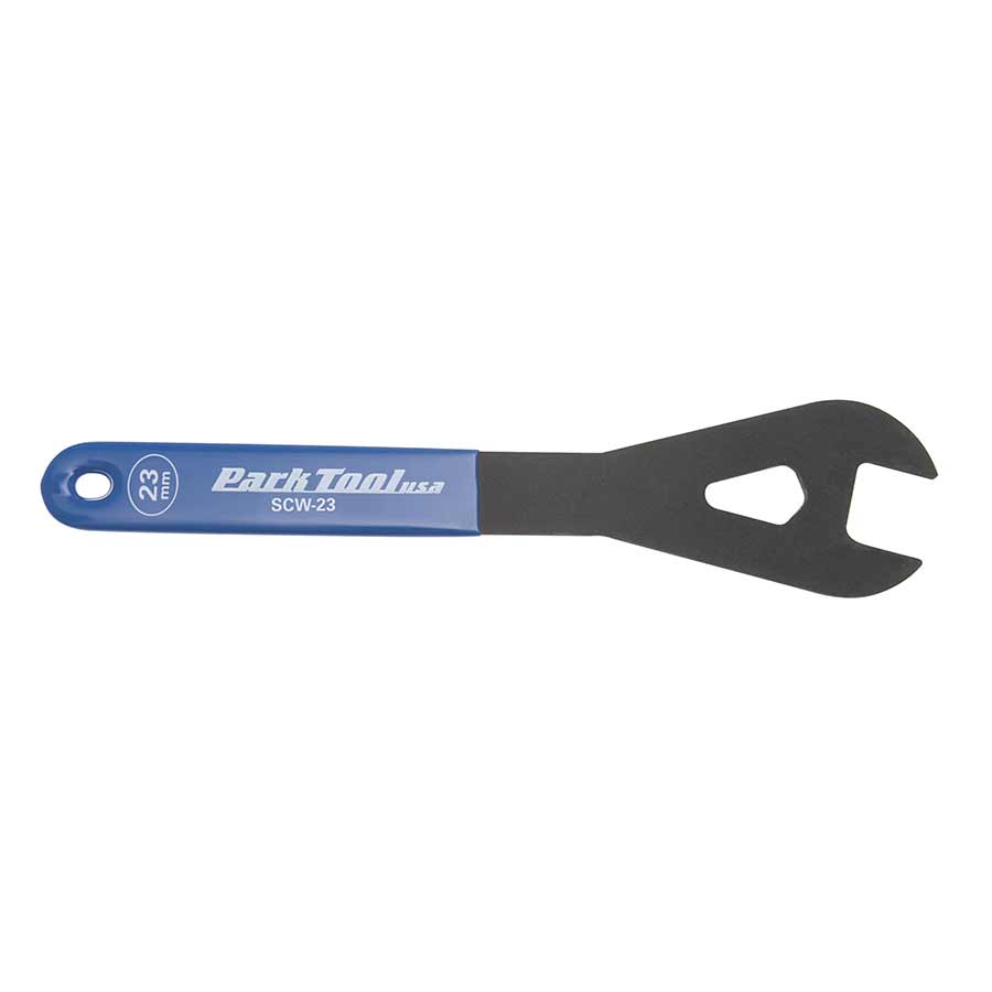 Park Tool SCW-13 hub cone wrench, 13mm, for bike wheel maintenance, featuring ergonomic handle and precise tool design.