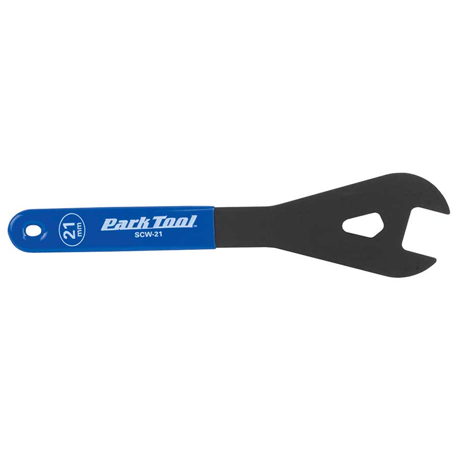 Park Tool SCW-13 hub cone wrench, 13mm, used for bike wheel hub maintenance, with a sturdy metal handle and open-end design.