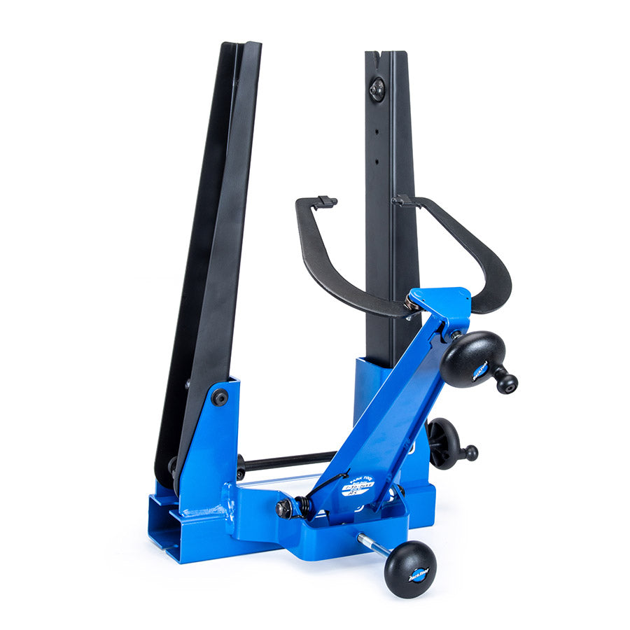 Park Tool TS-4.3 professional wheel truing stand used for precise bike wheel alignment and adjustments.