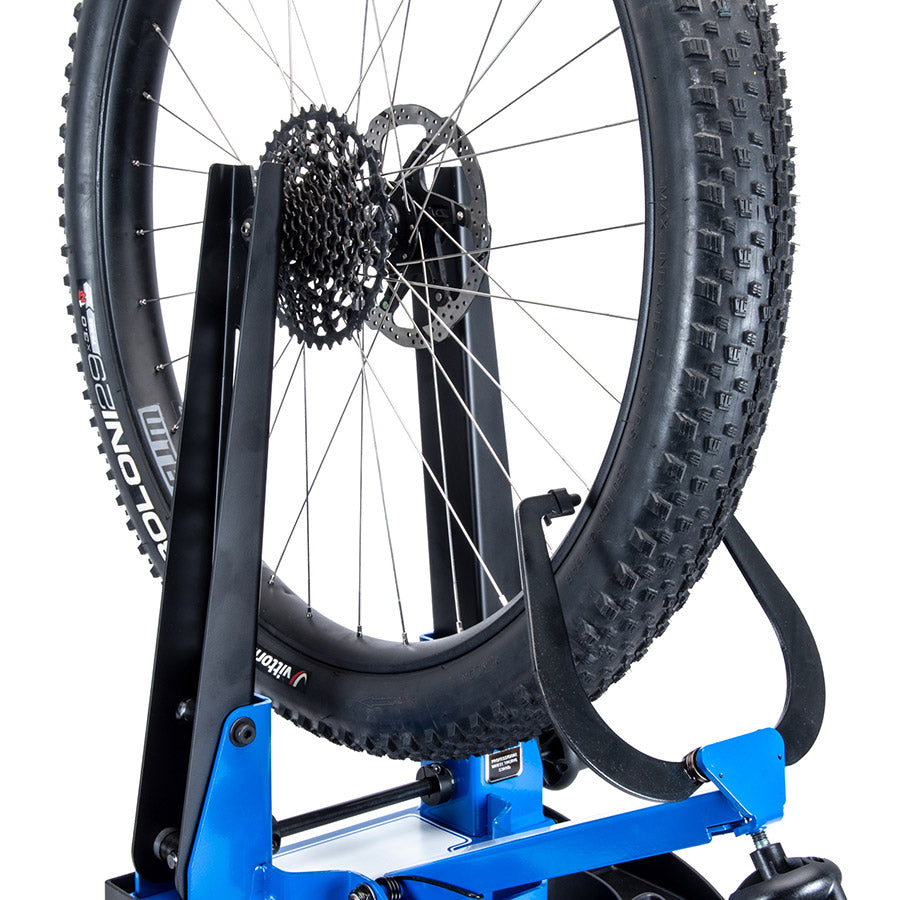 Park Tool TS-4.3 professional wheel truing stand for wheel tools, with adjustable arms and sturdy metal construction.